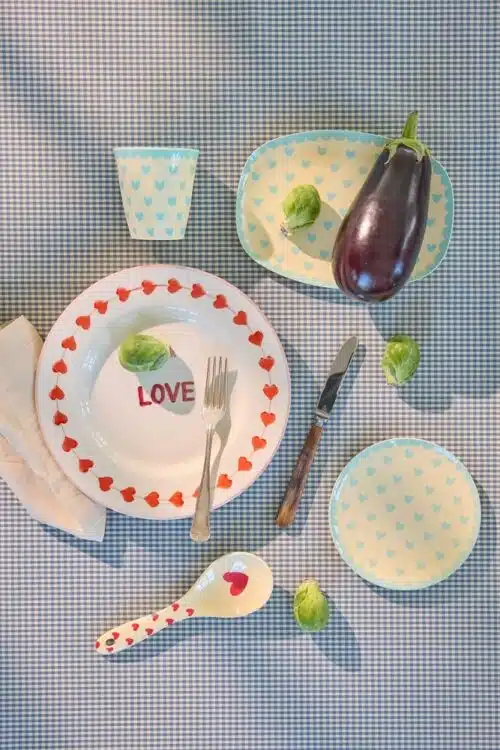 Rice Gebaksbordje Hearts Dark Mint