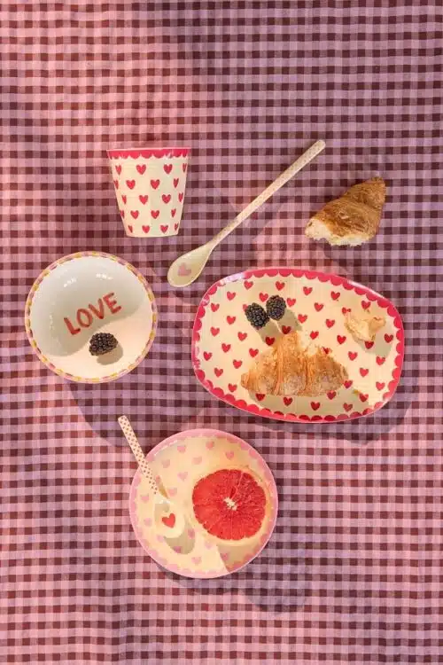Rice Gebaksbordje Hearts Dark Pink
