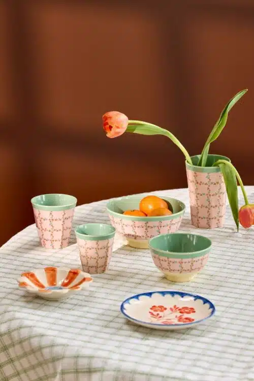 Rice melamine beker Checkered Stencil