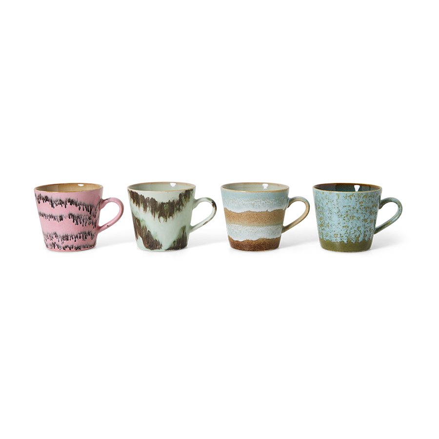 70's Ceramic Cappuccino mugs Dada set/4