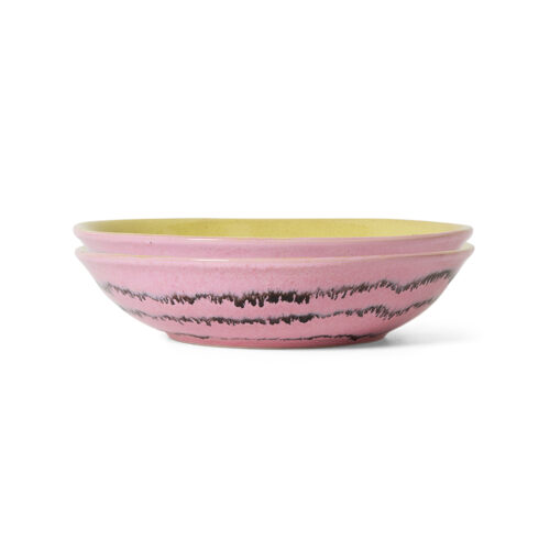 70's ceramic Curry Bowls set/2 Bubble