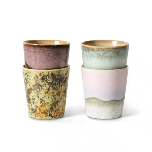 70's Ceramic Mugs set/4 Serendipity