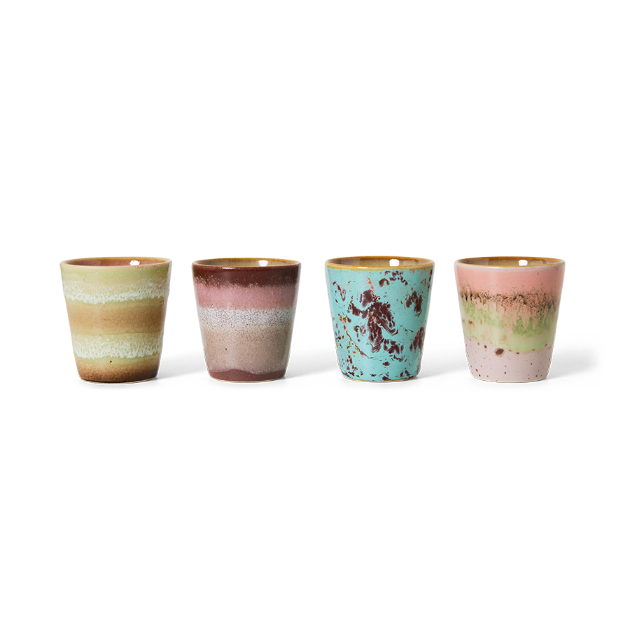 70's Ceramic Ristretto mugs set/4 Futurism