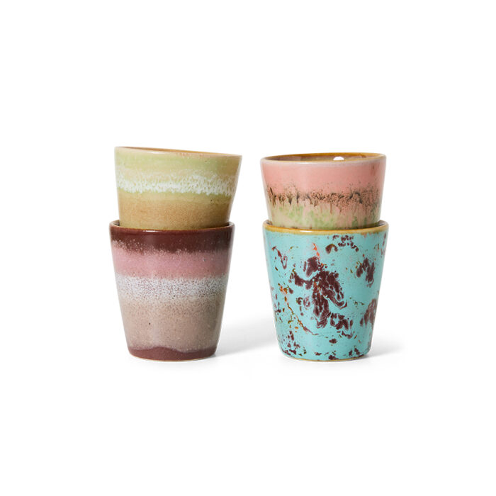 70's Ceramic Ristretto mugs set/4 Futurism