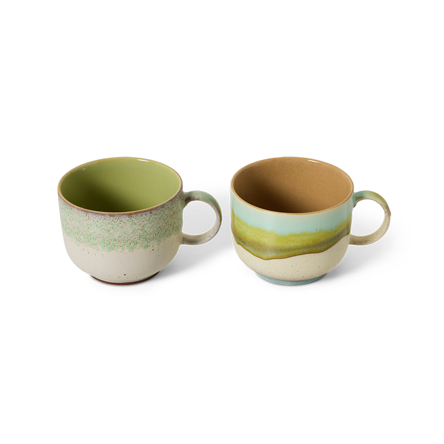 70's Ceramic Tea Cups Neo set/2
