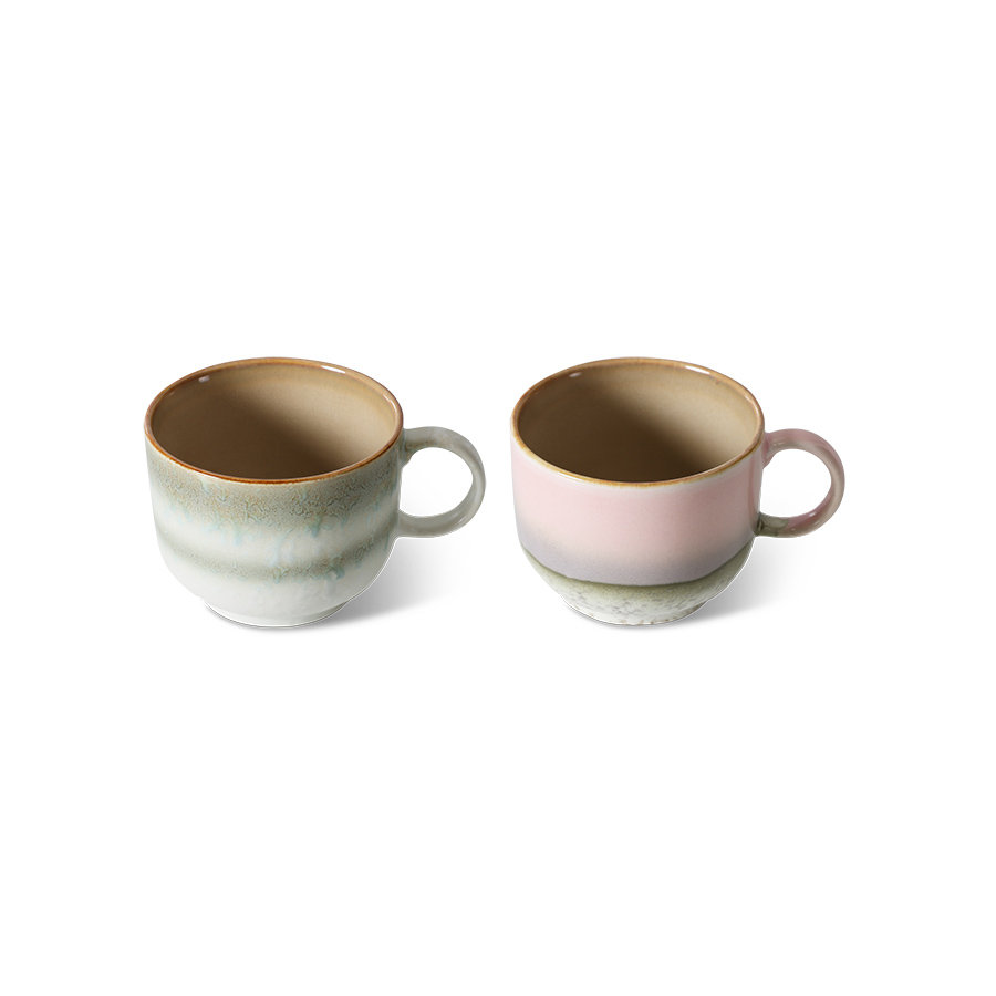 70's Ceramic Tea Cups set/2 Nova