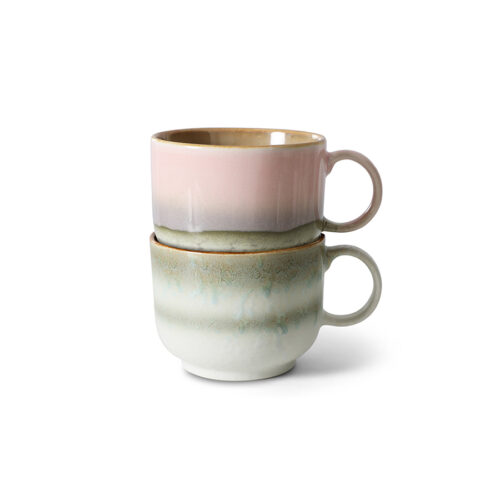 70's Ceramic Tea Cups set/2 Nova