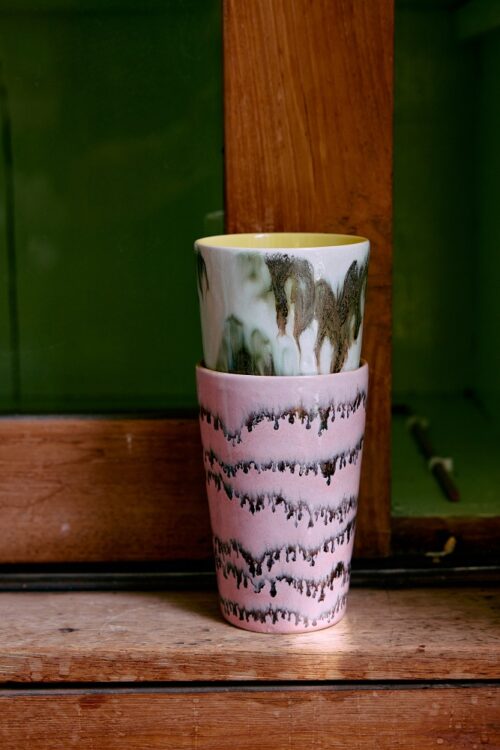 70's Ceramic Tea Mugs set/2 Baroque