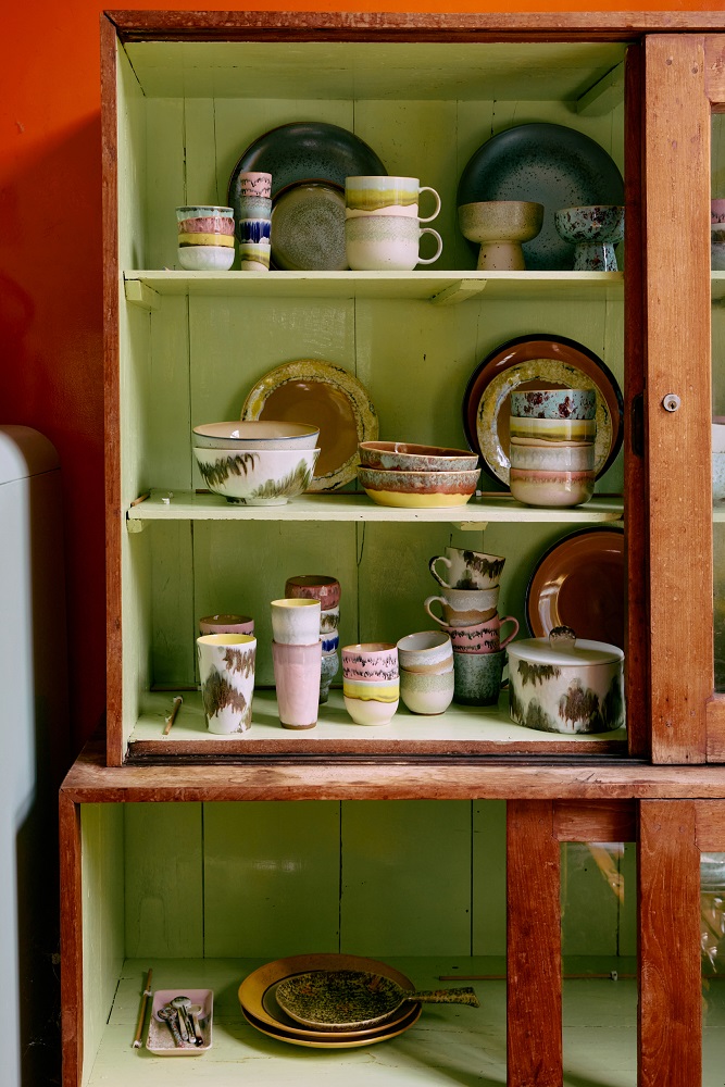 70's Ceramic Tea Mugs set/2 Baroque