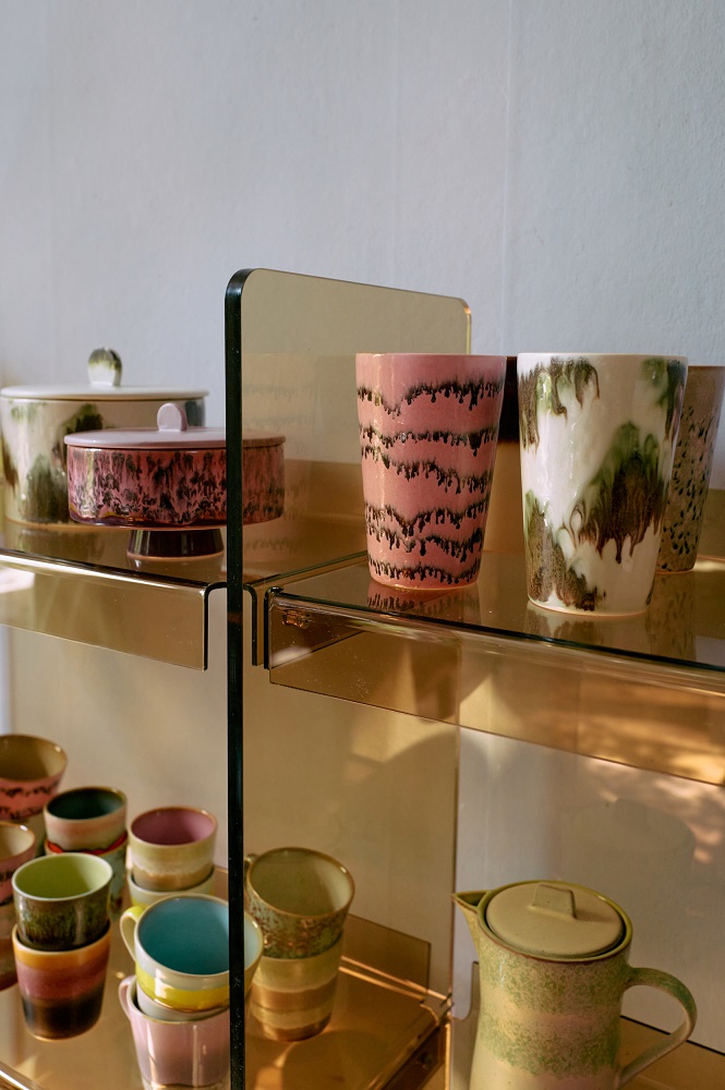 70's Ceramic Tea Mugs set/2 Baroque