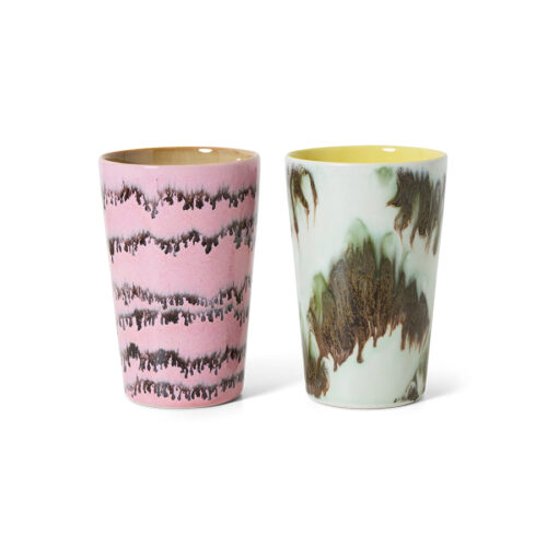 70's Ceramic Tea Mugs set/2 Baroque