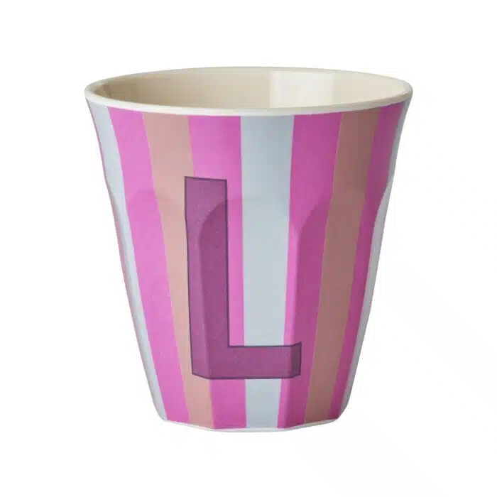 Alfabet beker L roze streep