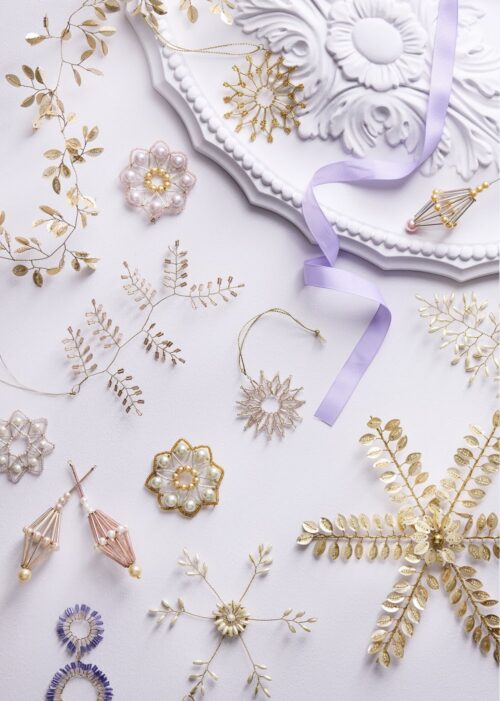 Beaded Ornmanet Snowflake Elia Gold