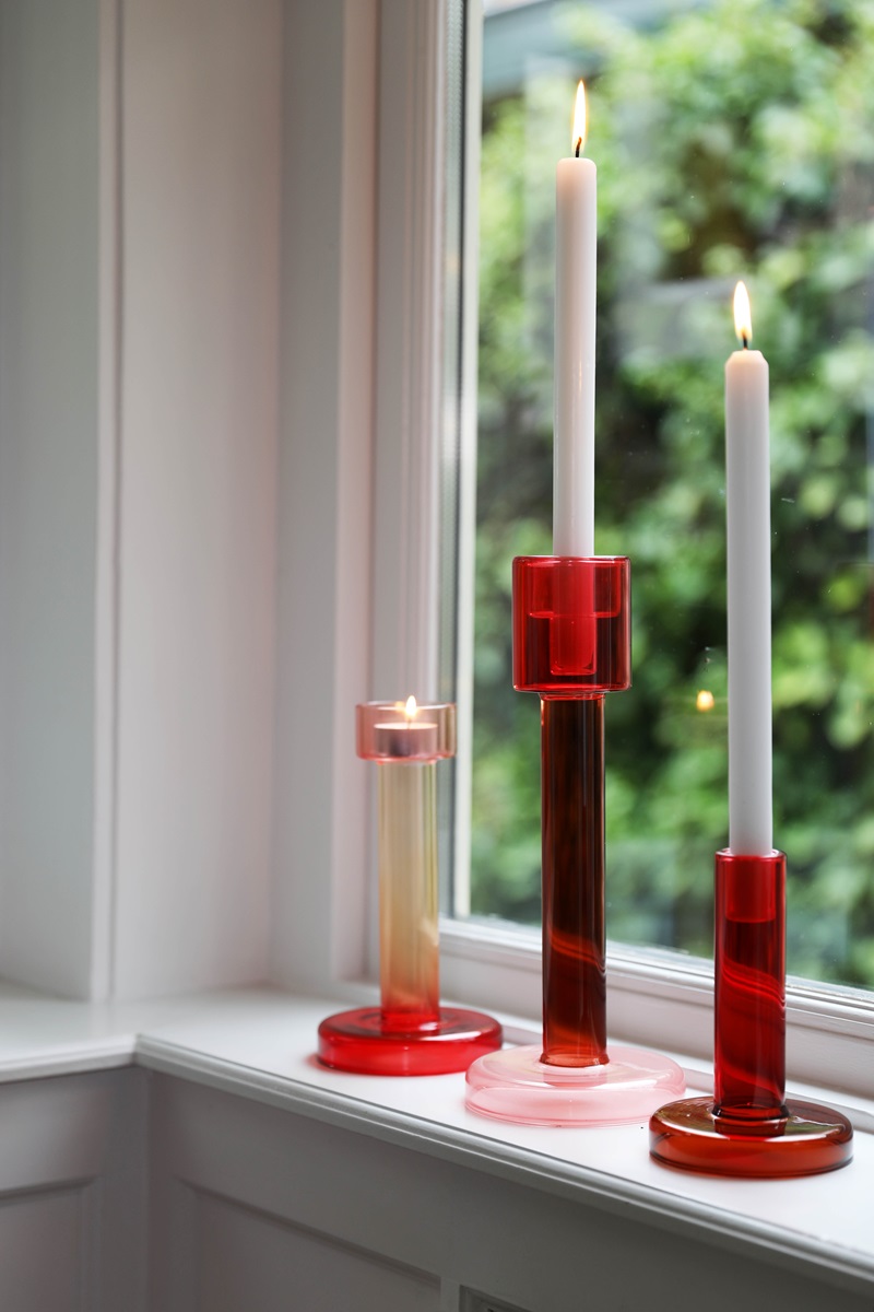 Bole kandelaar Small Red-Bordeaux