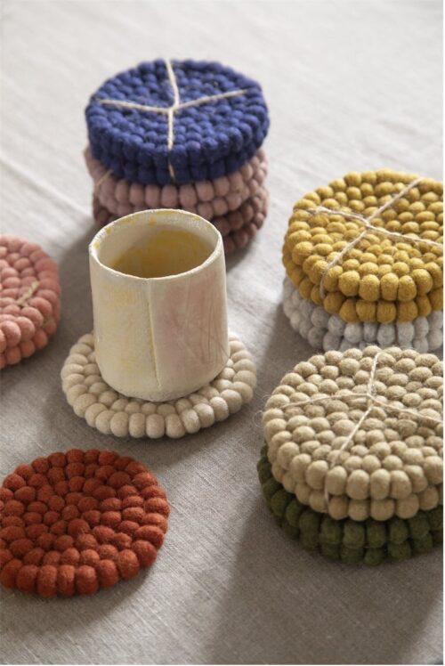 Coaster vilt small set/2 Dusty Red