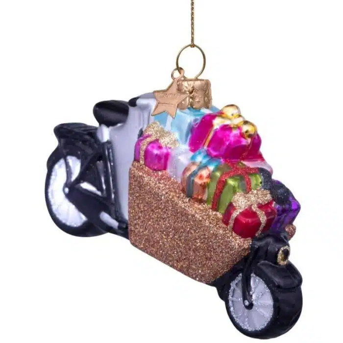 Glazen kerstdecoratie Bakfiets