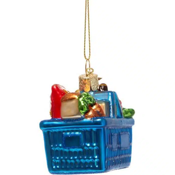 Glazen kerstdecoratie Boodschappenmand