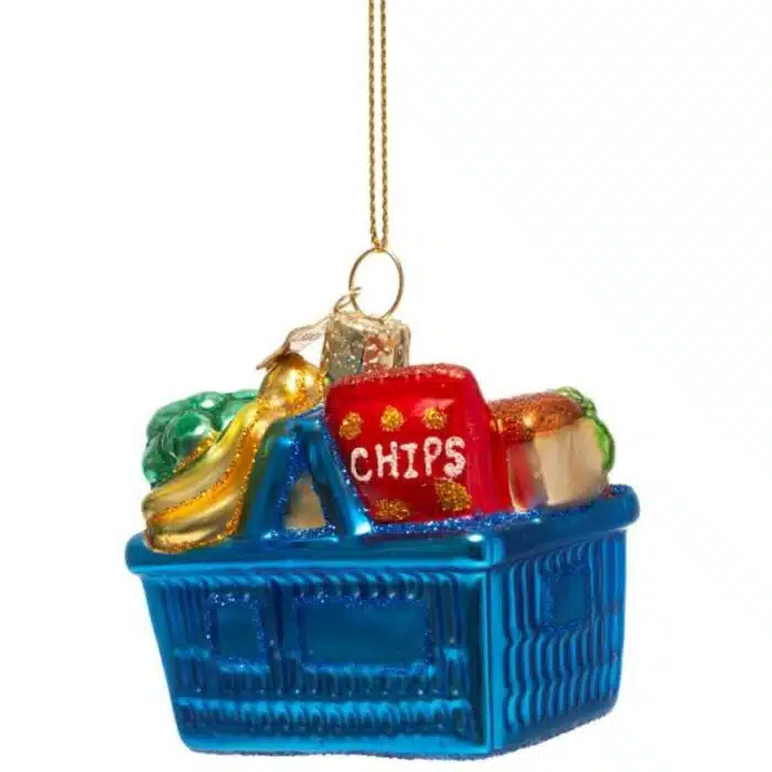 Glazen kerstdecoratie Boodschappenmand
