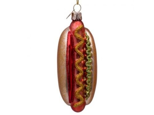 Glazen kerstdecoratie hanger Hotdog
