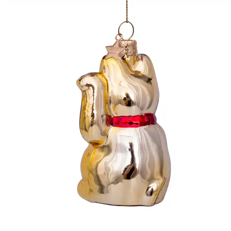Glazen kerstdecoratie hanger Lucky Cat