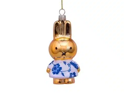 Glazen kerstdecoratie hanger Nijntje delfts blauwe jurk