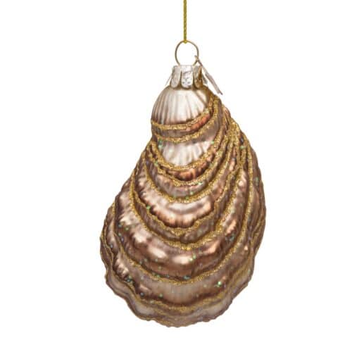 Glazen kerstdecoratie hanger Oester