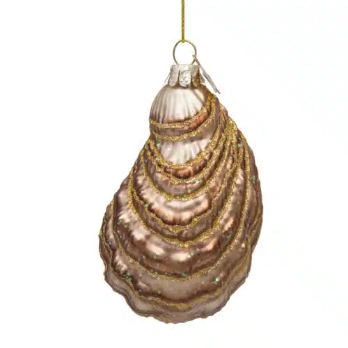 Glazen kerstdecoratie hanger Oester