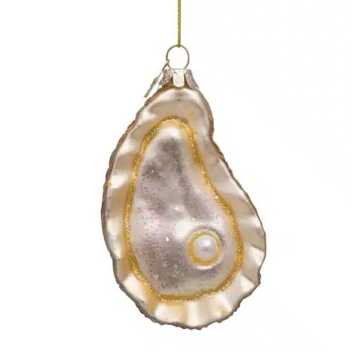 Glazen kerstdecoratie hanger Oester