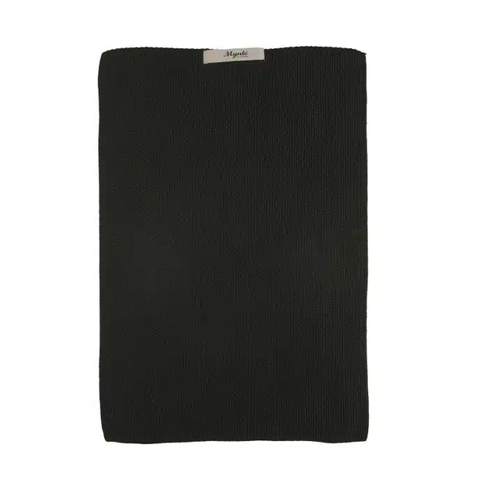 Handdoek zwart gebreid