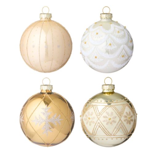 Kerstbal set glas Seraphim Golden 4pcs