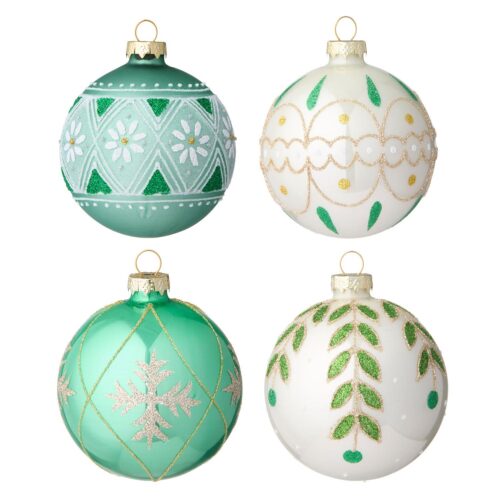 Kerstbal set glas Seraphim Ivy 4pcs