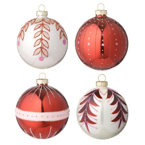 Kerstbal set glas Seraphim Ruby 4pcs