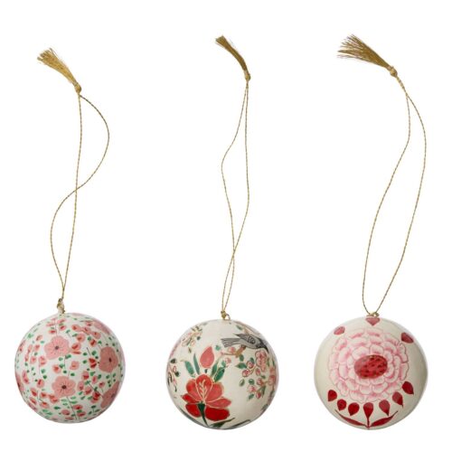 Kerstbal set papier-maché Gaya Ruby
