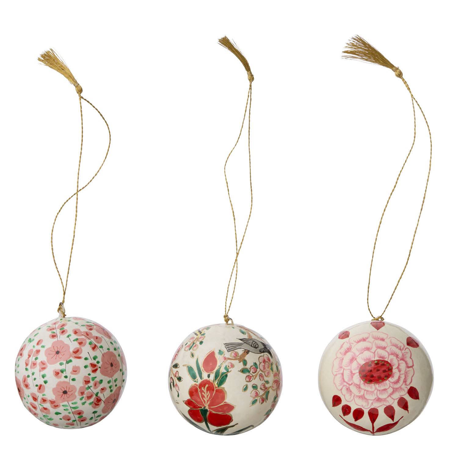 Kerstbal set papier-maché Gaya Ruby