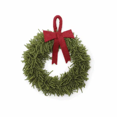 Kerstkrans met strik M vilt
