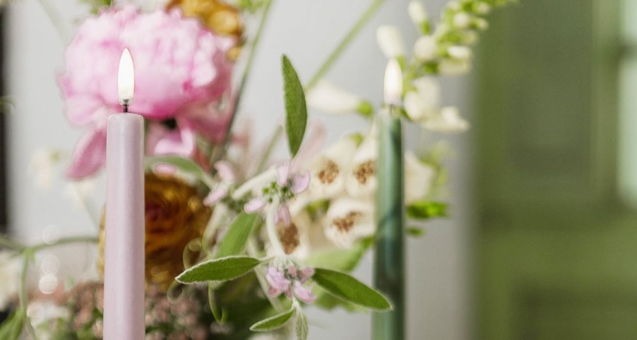 LED dinerkaarsen set/2 dusty rose