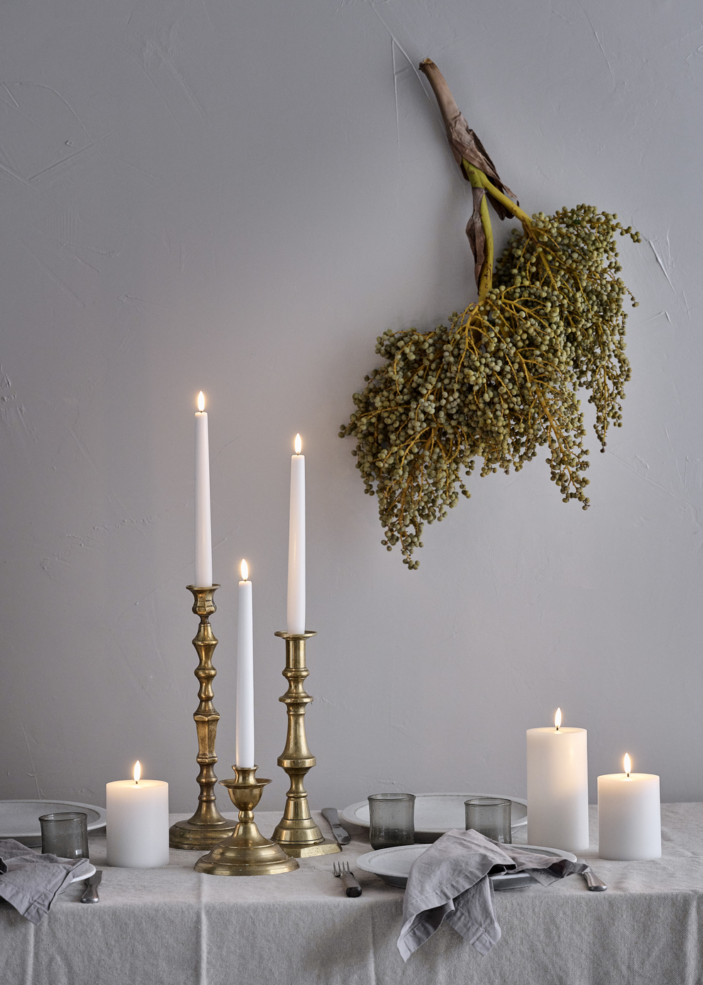 LED dinerkaarsen set/2 dusty rose