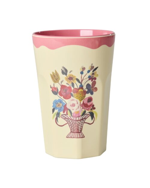 Melamine beker groot RiceXNathalie Lété coral / neon pink