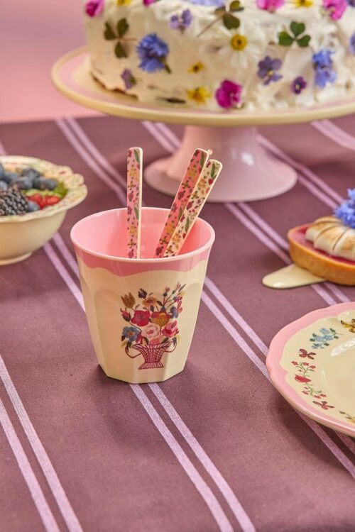Melamine beker RiceXNathalie Lété coral / neon pink