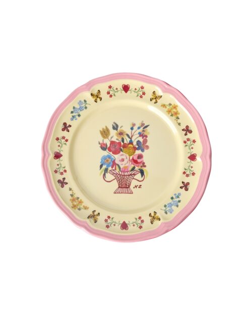 Melamine Vintage side plate RiceXNathalie Lété pink