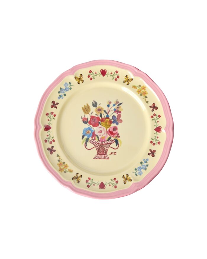 Melamine Vintage side plate RiceXNathalie Lété pink