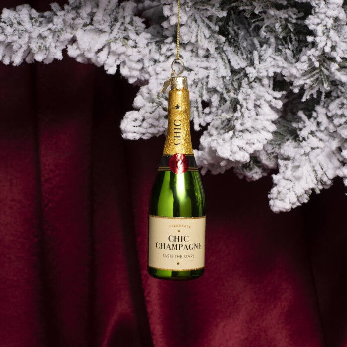 Ornament Champagnefles groen