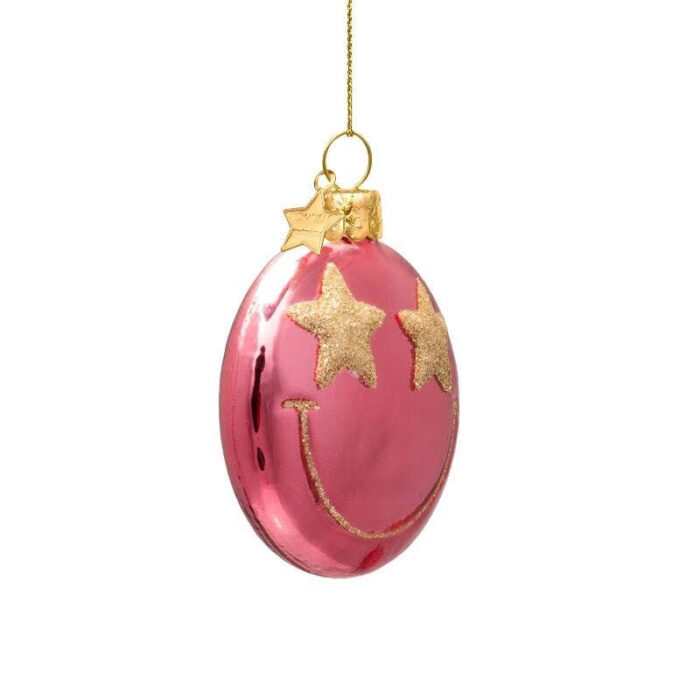 Ornament Smiley Roze