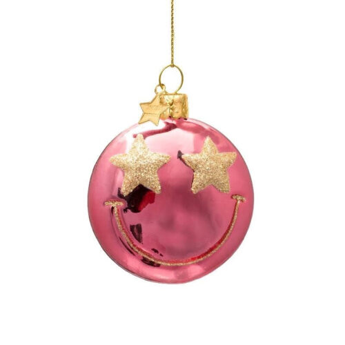 Ornament Smiley Roze