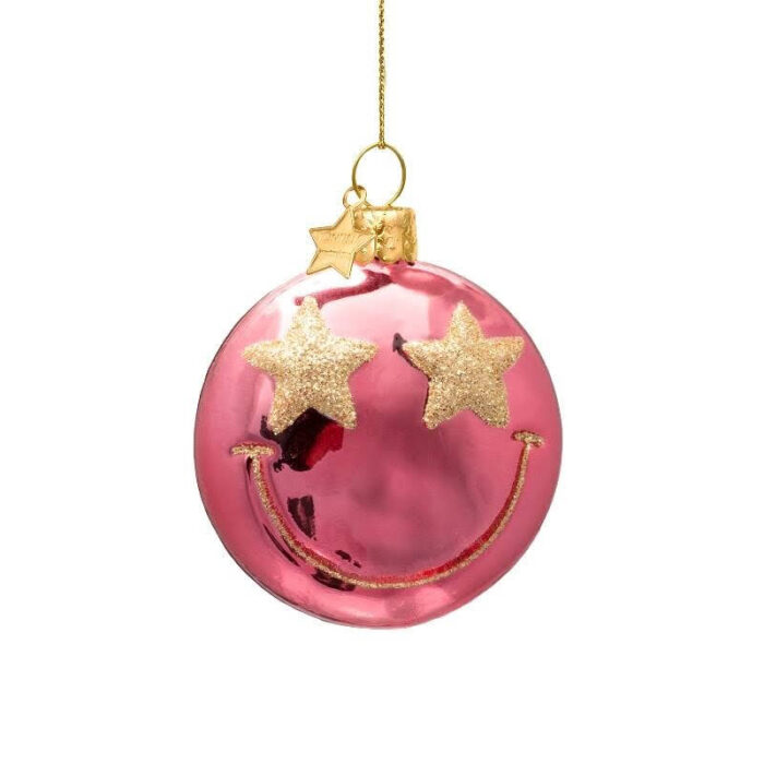 Ornament Smiley Roze
