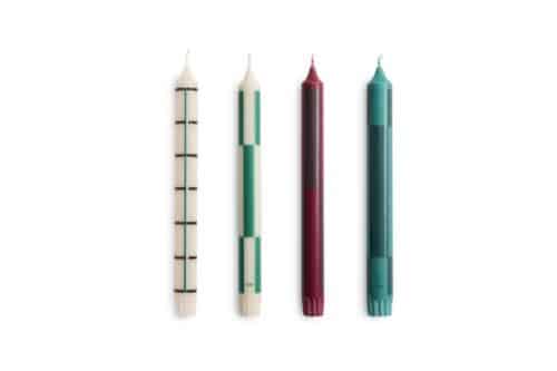 Pattern Candle set/4 greens&bordeaux
