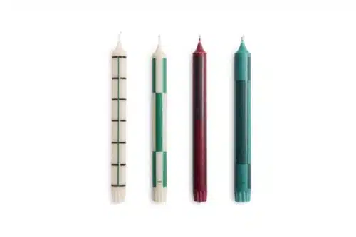 Pattern Candle set/4 greens&bordeaux