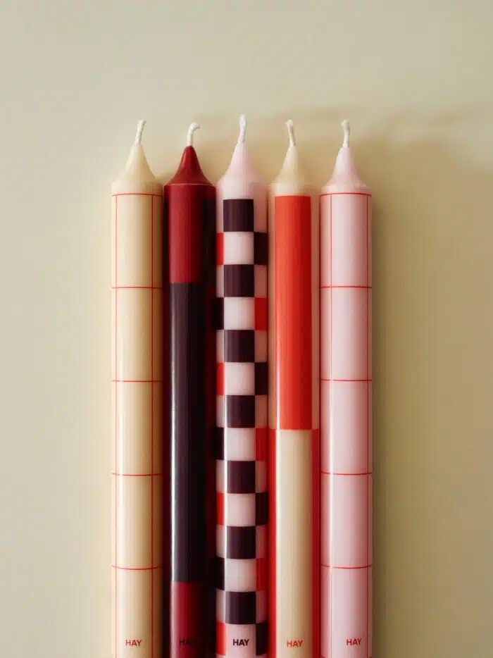 Pattern Candle set/4 Reds&Bordeaux