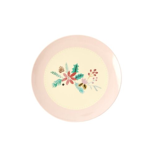 Rice gebaksbordje Kerst bloem