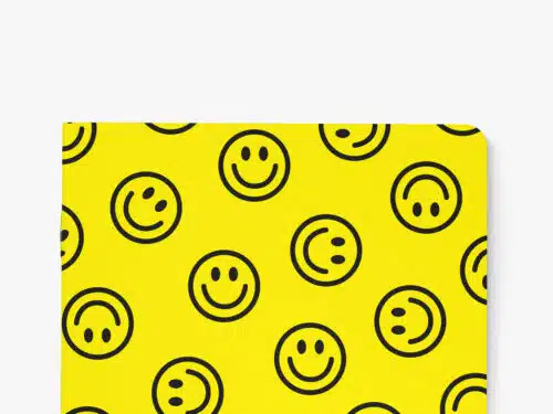 Schrift Smiley Geel blanco